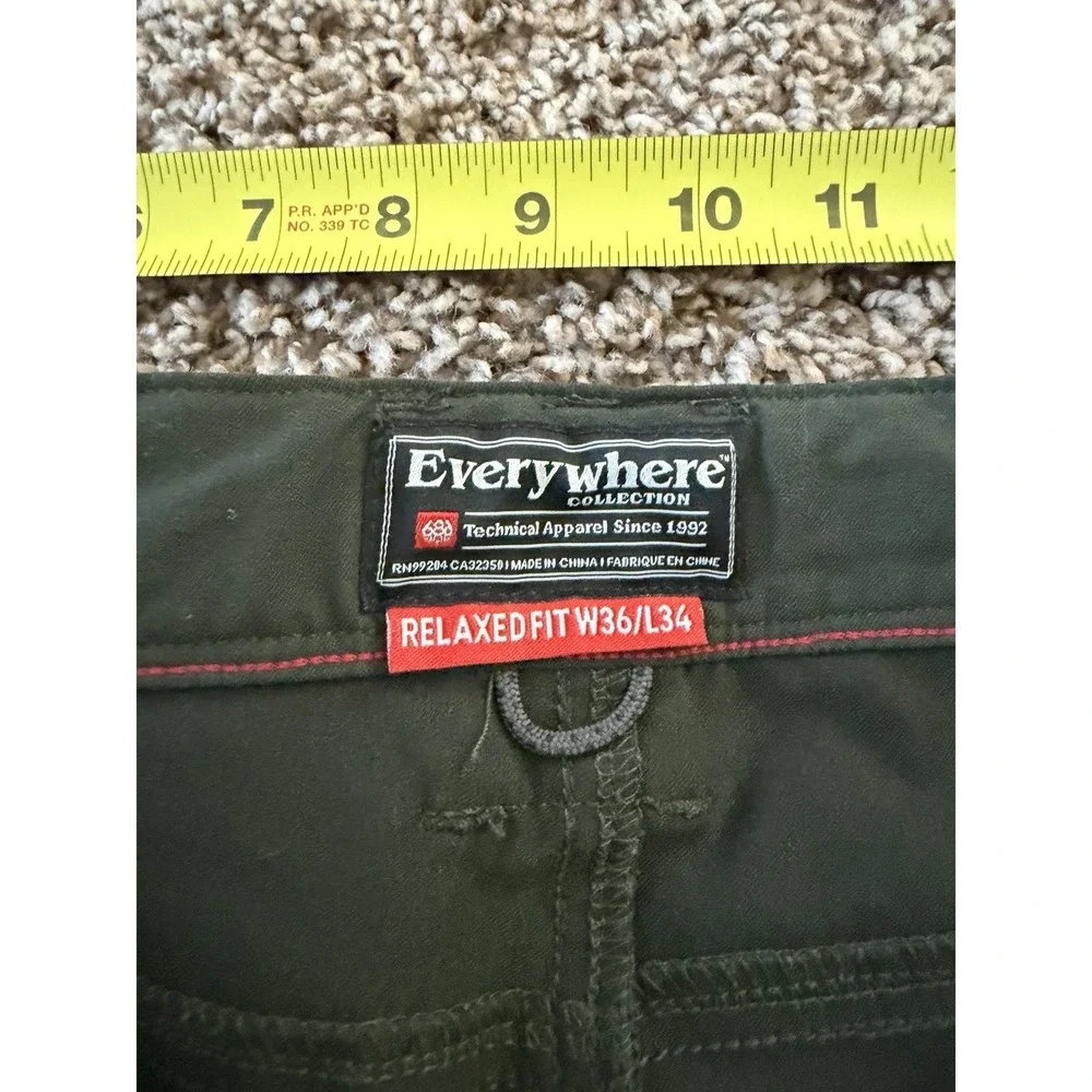 686 Pants Mens 36x34 Green Chino Everywhere Regular Fit Technical Outdoors